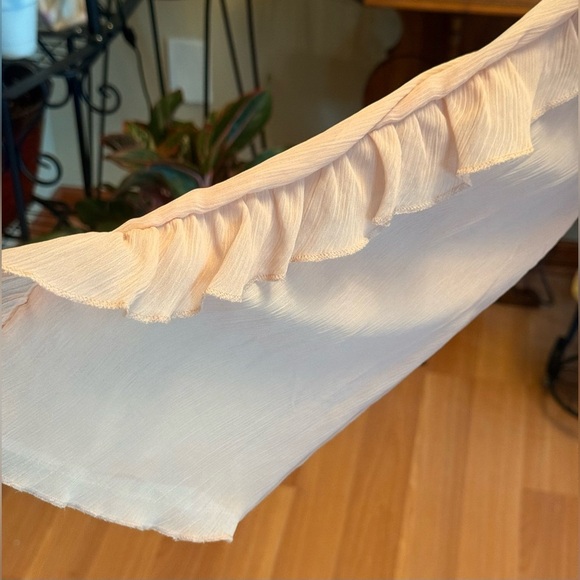 NWT Zara Pleated Ruffle Blouse Pale Pink Size Large Long Sleeves Bow Tie on Neck - Picture 8 of 15